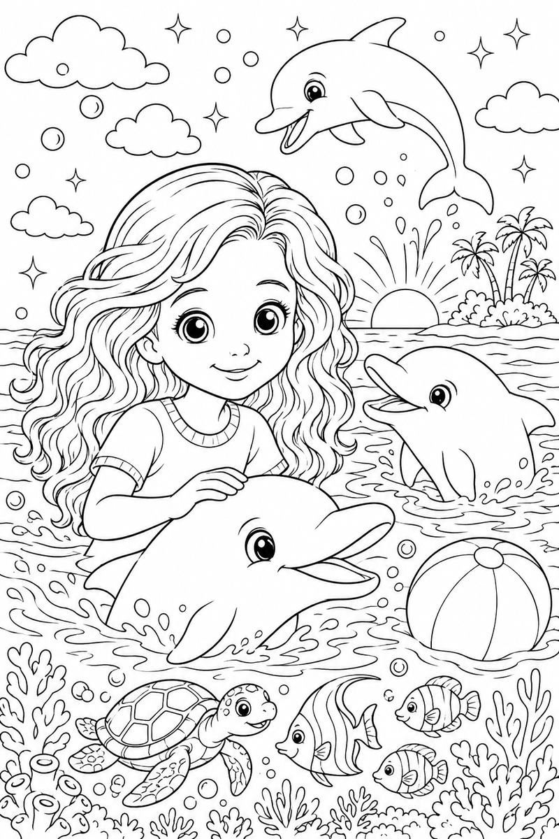 Magical coloring scene 1
